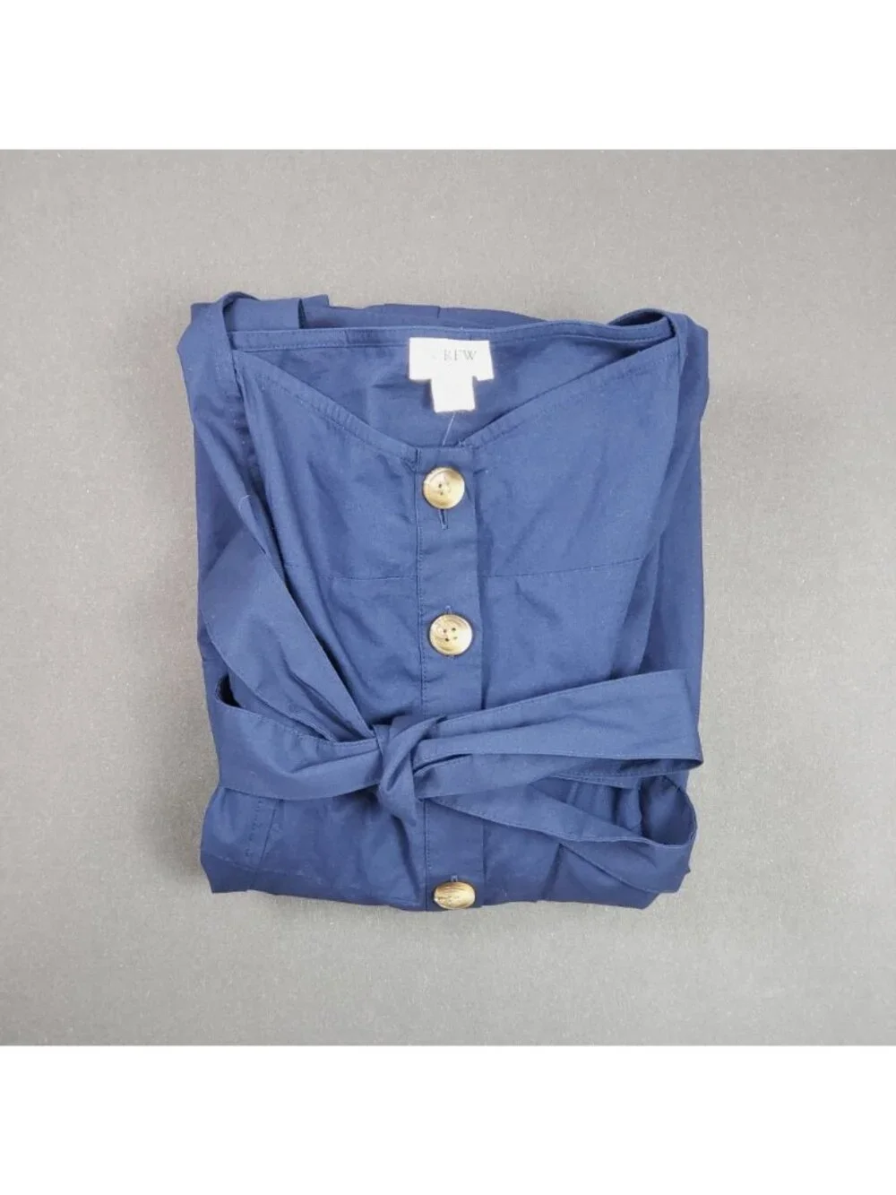 J.Crew Factory Button-Front Belted Midi Dress Antique Navy Women’s Size 10 - Picture 15 of 16